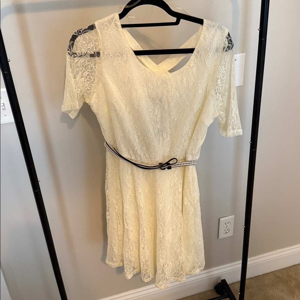 NWT - My Michelle Elegant Cream Lace Dress. Size XL